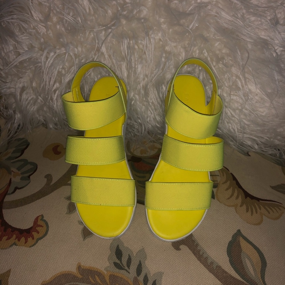 SOLD• Neon Yellow Bamboo Platform Sandals